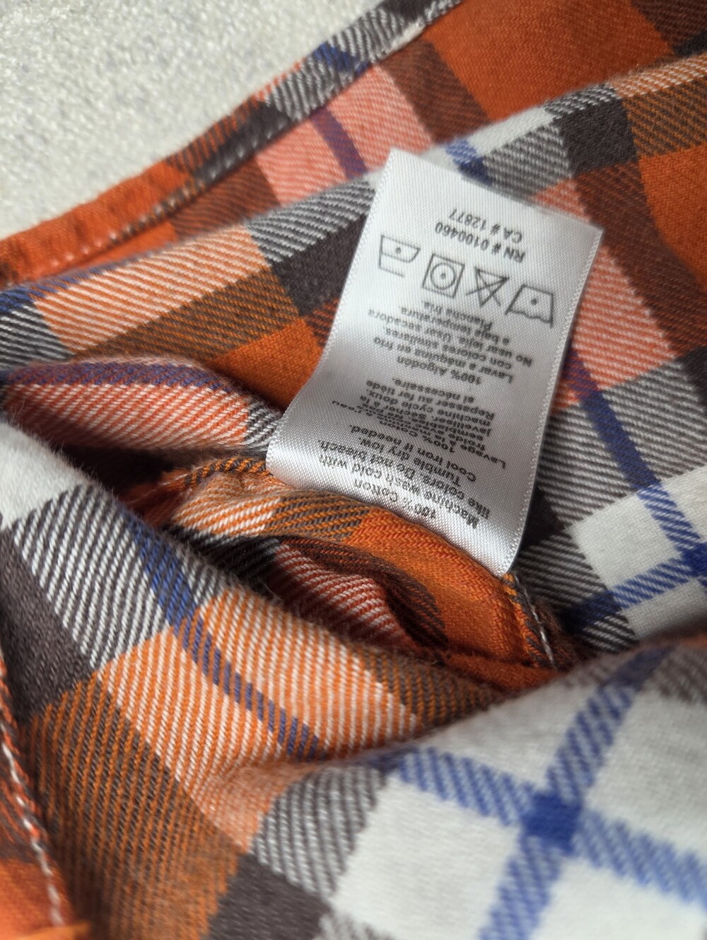 KAVU Flannel Shirt Mens L Orange Plaid Western Outdoor 100% Cotton - Picture 5 of 6